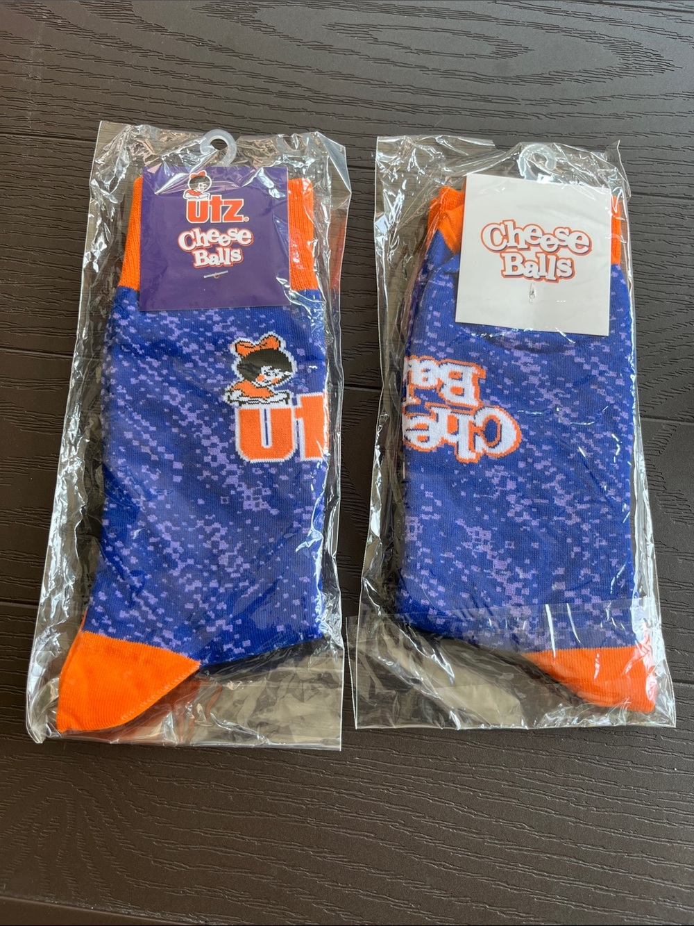 UTZ Cheese Balls Men's Blue & Orange Crew Socks - Pack of 2